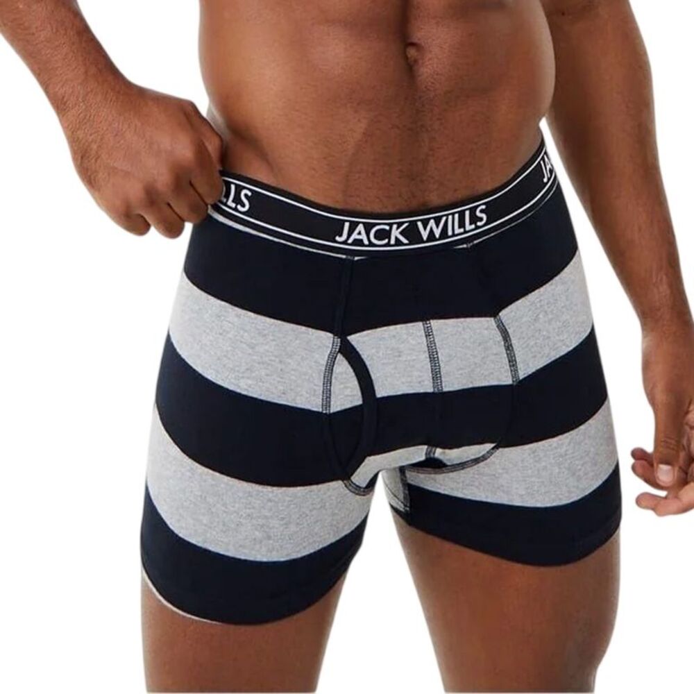 Jack Wills Mens Daundley Stripe Classic Boxer Briefs (Pack of 3) / Black